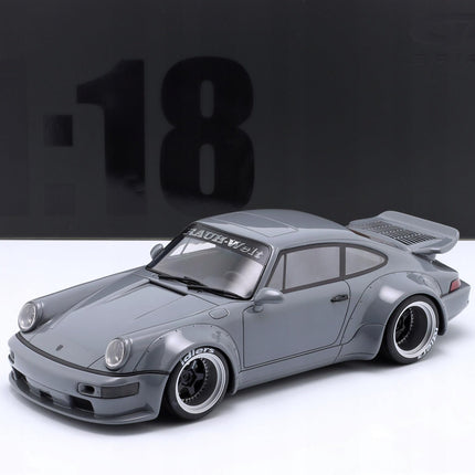 Porsche 911 (964) RWB Rauh-Welt Jonsibal 2015 Nardo Gray GT Spirit 1:18 Diecast Model GT477 With Custom Number Plates