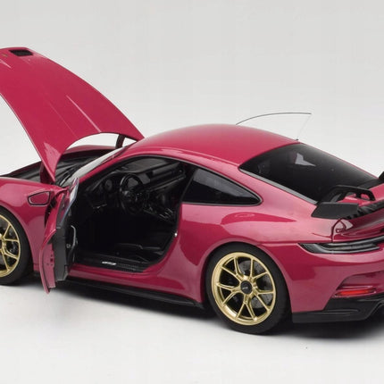 Porsche 911 (992) GT3 Diecast Model Car, Ruby Star Neo 1:18, Custom Plates