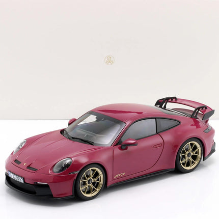 Porsche 911 (992) GT3 Diecast Model Car, Ruby Star Neo 1:18, Custom Plates