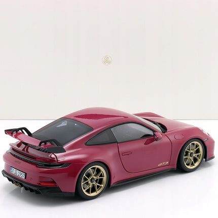 Porsche 911 (992) GT3 Diecast Model Car, Ruby Star Neo 1:18, Custom Plates