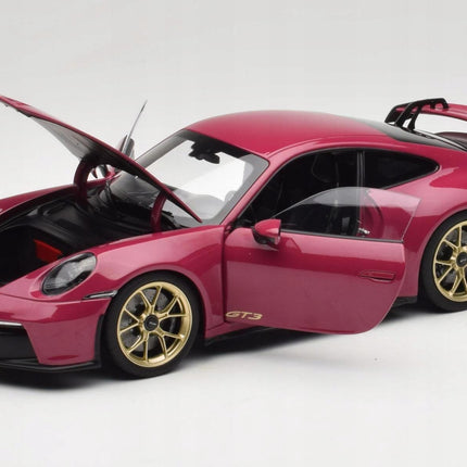 Porsche 911 (992) GT3 Diecast Model Car, Ruby Star Neo 1:18, Custom Plates