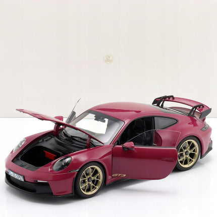Porsche 911 (992) GT3 Diecast Model Car, Ruby Star Neo 1:18, Custom Plates