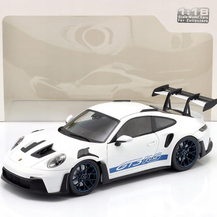 Porsche 911 (992) GT3 RS 2024 White/Blue Stripes Solido 1:18 Diecast Model S1812102