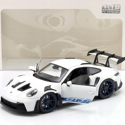 Porsche 911 (992) GT3 RS 2024 White/Blue Stripes Solido 1:18 Diecast Model S1812102