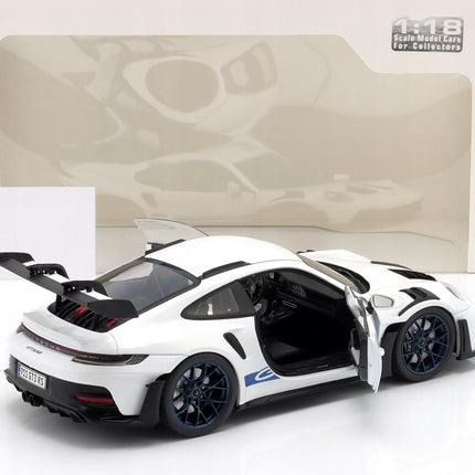 Porsche 911 (992) GT3 RS 2024 White/Blue Stripes Solido 1:18 Diecast Model S1812102