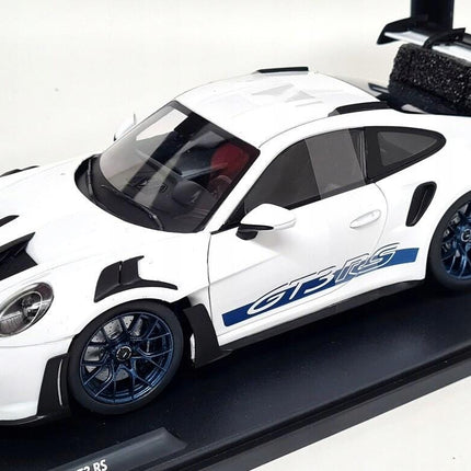 Porsche 911 (992) GT3 RS 2024 White/Blue Stripes Solido 1:18 Diecast Model S1812102