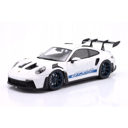 Porsche 911 (992) GT3 RS 2024 White/Blue Stripes Solido 1:18 Diecast Model S1812102