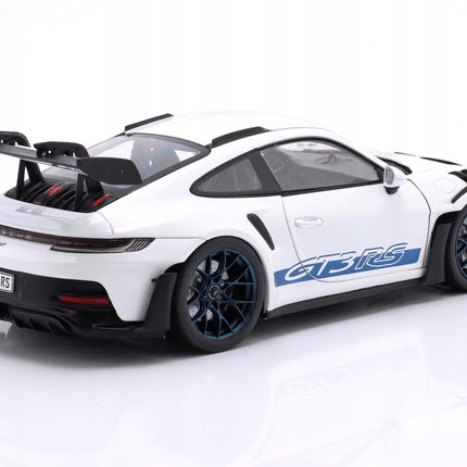 Porsche 911 (992) GT3 RS 2024 White/Blue Stripes Solido 1:18 Diecast Model S1812102