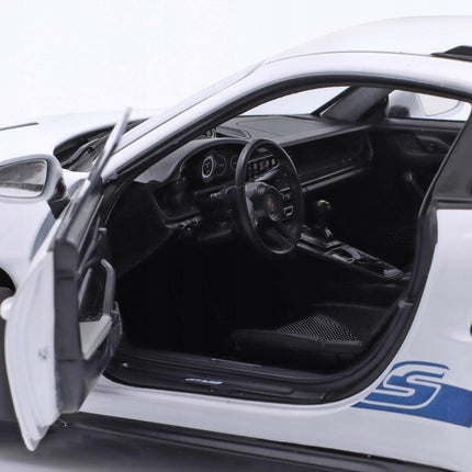 Porsche 911 (992) GT3 RS 2024 White/Blue Stripes Solido 1:18 Diecast Model S1812102