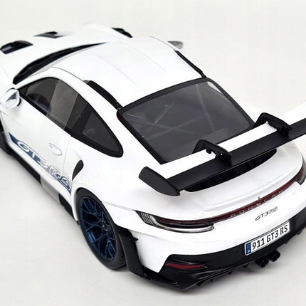 Porsche 911 (992) GT3 RS 2024 White/Blue Stripes Solido 1:18 Diecast Model S1812102