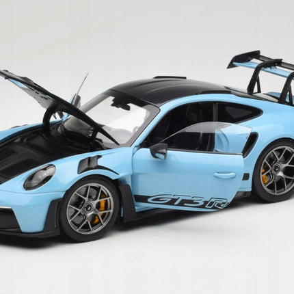 Porsche 911 (992) GT3 RS Weissach Gulf Blue 1:18 Diecast Model - Custom Plates