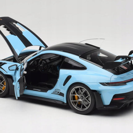 Porsche 911 (992) GT3 RS Weissach Gulf Blue 1:18 Diecast Model - Custom Plates