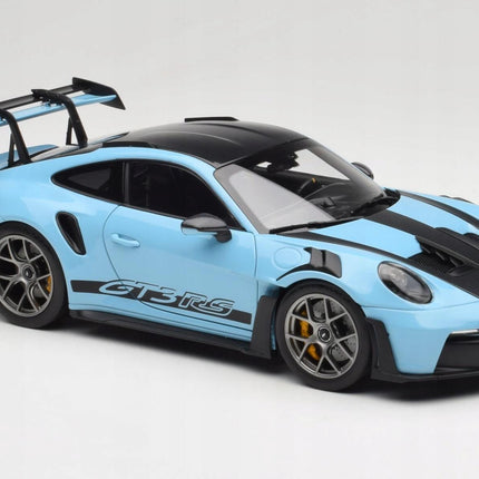 Porsche 911 (992) GT3 RS Weissach Gulf Blue 1:18 Diecast Model - Custom Plates