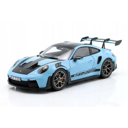 Porsche 911 (992) GT3 RS Weissach Gulf Blue 1:18 Diecast Model - Custom Plates