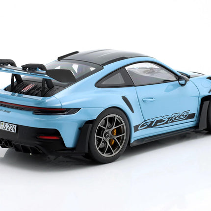 Porsche 911 (992) GT3 RS Weissach Gulf Blue 1:18 Diecast Model - Custom Plates