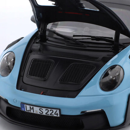 Porsche 911 (992) GT3 RS Weissach Gulf Blue 1:18 Diecast Model - Custom Plates