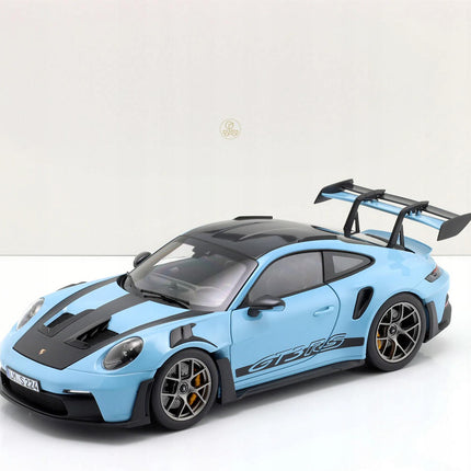 Porsche 911 (992) GT3 RS Weissach Gulf Blue 1:18 Diecast Model - Custom Plates