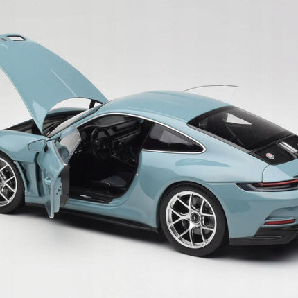 Porsche 911 (992) S/T 2023 Meissen Blue Diecast Model Car 1:18, Custom Plates