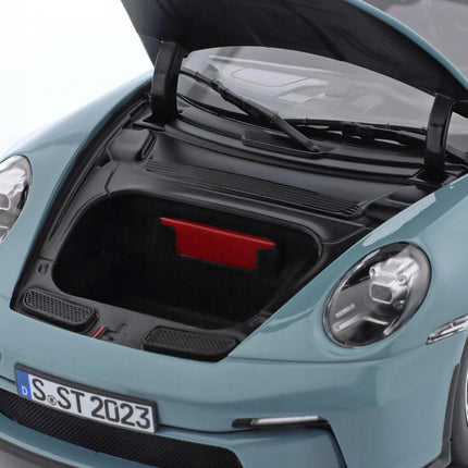 Porsche 911 (992) S/T 2023 Meissen Blue Diecast Model Car 1:18, Custom Plates