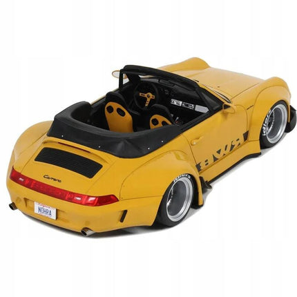 Porsche 911 (993) RWB Spider 2023 Yellow 1:18 Diecast Model with Custom Plates