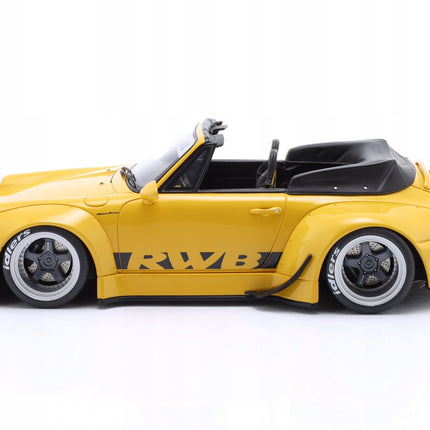 Porsche 911 (993) RWB Spider 2023 Yellow 1:18 Diecast Model with Custom Plates