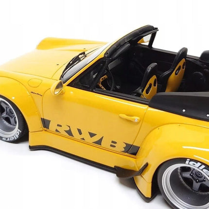 Porsche 911 (993) RWB Spider 2023 Yellow 1:18 Diecast Model with Custom Plates