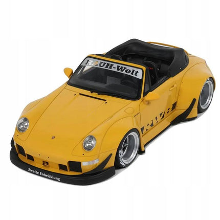Porsche 911 (993) RWB Spider 2023 Yellow 1:18 Diecast Model with Custom Plates