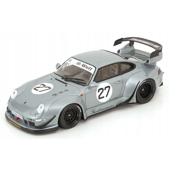Porsche 911 (993) RWB Yuiitsumuni #27 2024 Silver 1:18 GT Spirit Resin Model Custom Plates
