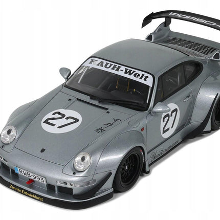 Porsche 911 (993) RWB Yuiitsumuni #27 2024 Silver 1:18 GT Spirit Resin Model Custom Plates