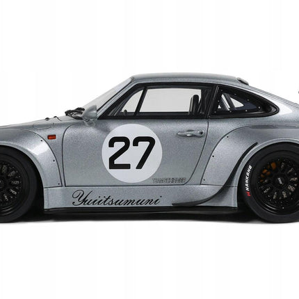 Porsche 911 (993) RWB Yuiitsumuni #27 2024 Silver 1:18 GT Spirit Resin Model Custom Plates