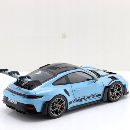Porsche 911 GT3 RS Weissach 2022 Gulf Blue 1:18 Model with Custom Plates
