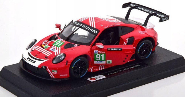 Porsche 911 RSR LM 2020 1:24 Bburago Diecast Model Race Car with Custom Plates