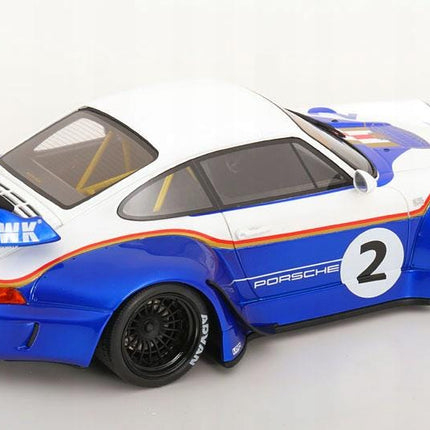 Porsche 911 RWB x LB Walk Rauh-Welt 2023 #2 1:18 GT Spirit Blue White Resin Model Custom Plates