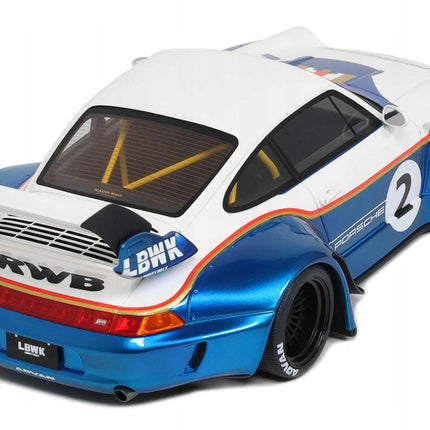 Porsche 911 RWB x LB Walk Rauh-Welt 2023 #2 1:18 GT Spirit Blue White Resin Model Custom Plates