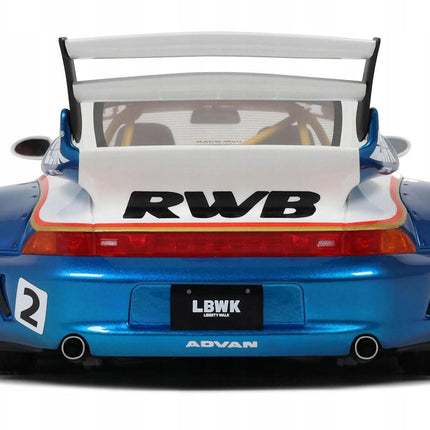 Porsche 911 RWB x LB Walk Rauh-Welt 2023 #2 1:18 GT Spirit Blue White Resin Model Custom Plates