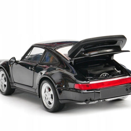Porsche 911 Turbo 1974 Black Welly 24023 1:24 Diecast Model with Custom Plates