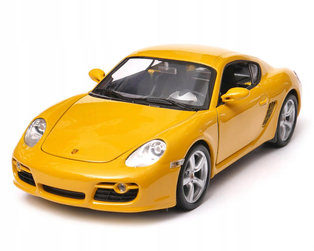 Porsche Cayman S Yellow Welly 1:24 Diecast Model Car 22488 Metal Collector Scale Model with Custom Plates