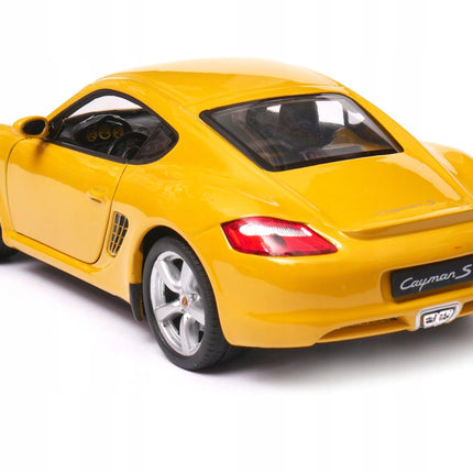 Porsche Cayman S Yellow Welly 1:24 Diecast Model Car 22488 Metal Collector Scale Model with Custom Plates