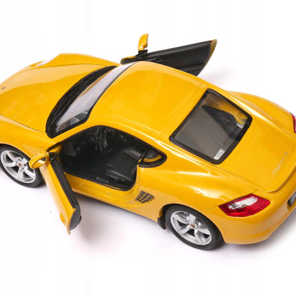Porsche Cayman S Yellow Welly 1:24 Diecast Model Car 22488 Metal Collector Scale Model with Custom Plates