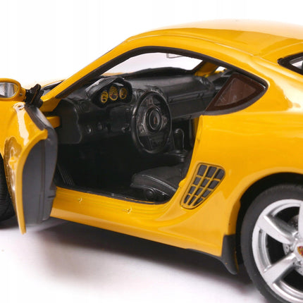 Porsche Cayman S Yellow Welly 1:24 Diecast Model Car 22488 Metal Collector Scale Model with Custom Plates