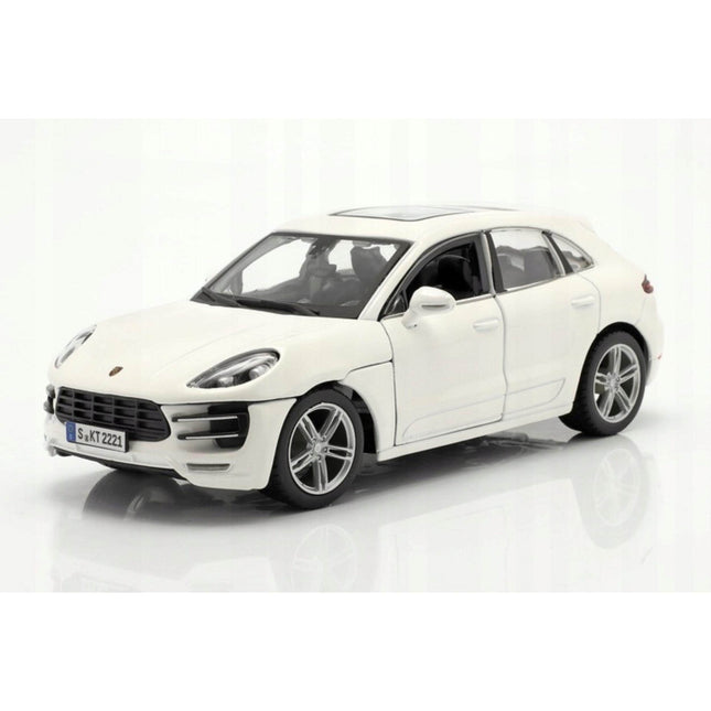 Porsche Macan 1:24 Bburago Diecast Model SUV White with Custom Plates