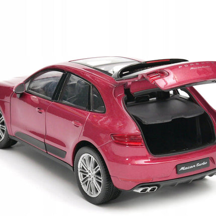 Porsche Macan Turbo 2014 Carmine Red (Burgundy) Welly 1:24 Diecast Model with Custom Plates