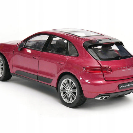 Porsche Macan Turbo 2014 Carmine Red (Burgundy) Welly 1:24 Diecast Model with Custom Plates