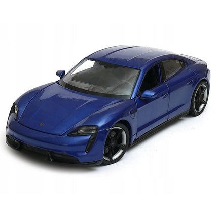 Porsche Taycan Turbo S 2020 Gentian Blue Metallic Welly 1:24 24102 Diecast Model with Custom Plates