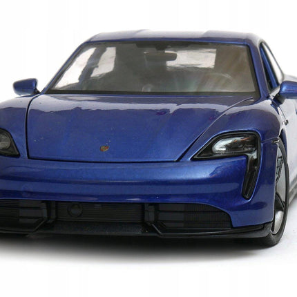 Porsche Taycan Turbo S 2020 Gentian Blue Metallic Welly 1:24 24102 Diecast Model with Custom Plates