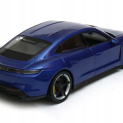 Porsche Taycan Turbo S 2020 Gentian Blue Metallic Welly 1:24 24102 Diecast Model with Custom Plates