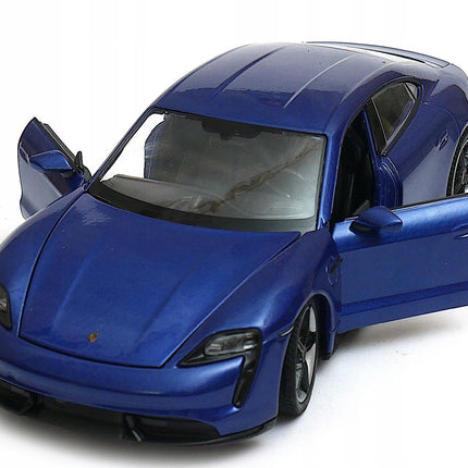 Porsche Taycan Turbo S 2020 Gentian Blue Metallic Welly 1:24 24102 Diecast Model with Custom Plates