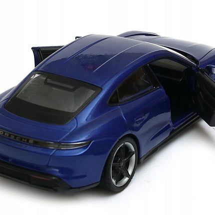 Porsche Taycan Turbo S 2020 Gentian Blue Metallic Welly 1:24 24102 Diecast Model with Custom Plates