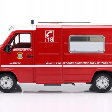 Renault Master Fire Department 1980 Diecast Model (1:18 Scale) - Custom Plates