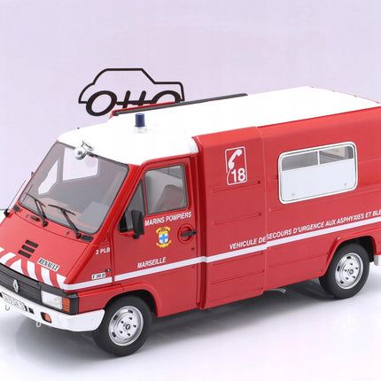 Renault Master Fire Department 1980 Diecast Model (1:18 Scale) - Custom Plates